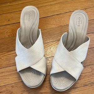 Crocs tan wedge sandals